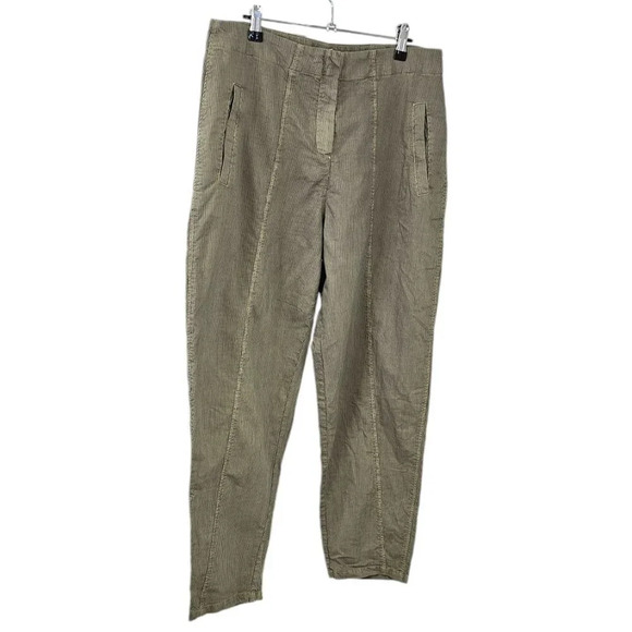 Ischiko Womens Pinstripe Trousers Pants Size 2 US 8/10 High Rise Cotton - Picture 3 of 8